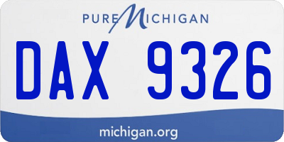 MI license plate DAX9326