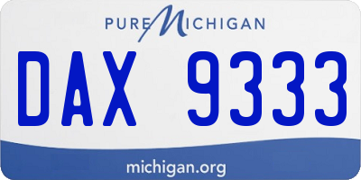 MI license plate DAX9333