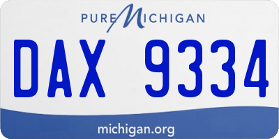 MI license plate DAX9334