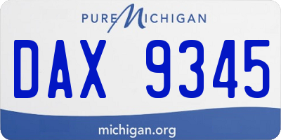 MI license plate DAX9345