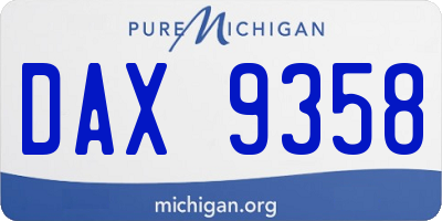 MI license plate DAX9358