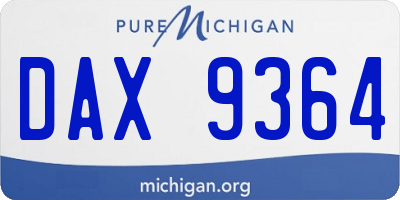 MI license plate DAX9364