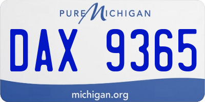 MI license plate DAX9365