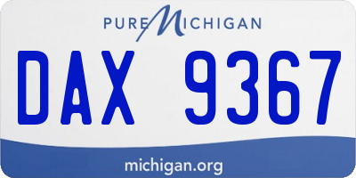 MI license plate DAX9367