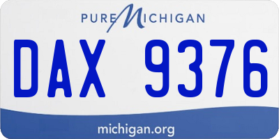 MI license plate DAX9376