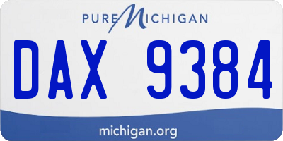 MI license plate DAX9384