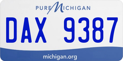 MI license plate DAX9387