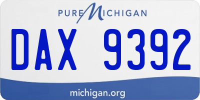 MI license plate DAX9392