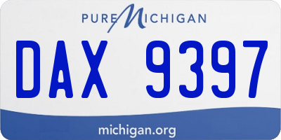 MI license plate DAX9397