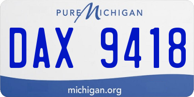 MI license plate DAX9418