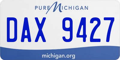 MI license plate DAX9427