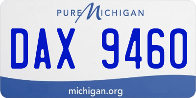 MI license plate DAX9460