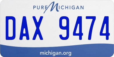 MI license plate DAX9474
