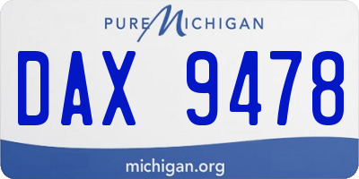 MI license plate DAX9478