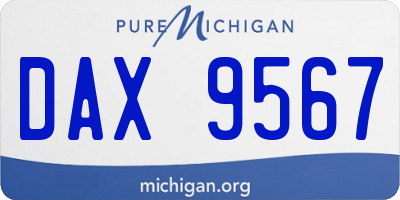MI license plate DAX9567