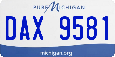 MI license plate DAX9581