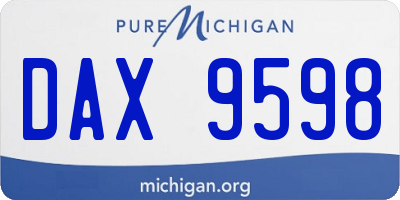 MI license plate DAX9598