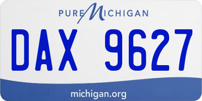 MI license plate DAX9627