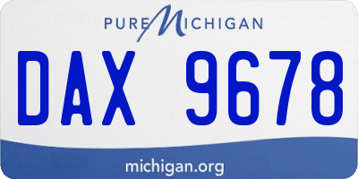 MI license plate DAX9678