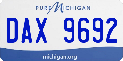 MI license plate DAX9692