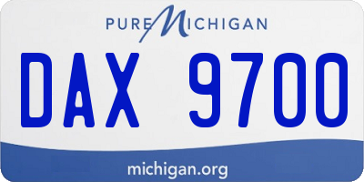 MI license plate DAX9700