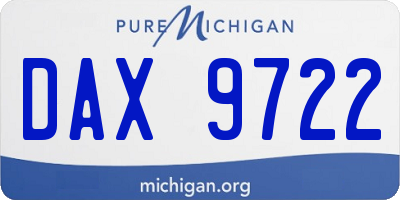 MI license plate DAX9722