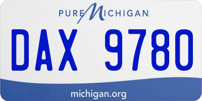 MI license plate DAX9780