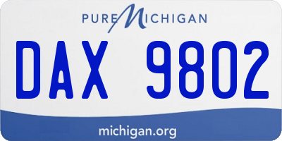 MI license plate DAX9802