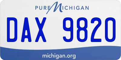 MI license plate DAX9820
