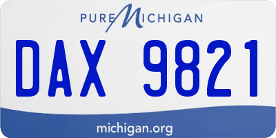 MI license plate DAX9821