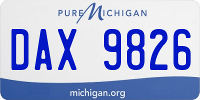 MI license plate DAX9826