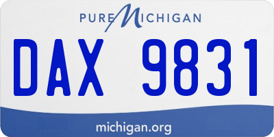 MI license plate DAX9831