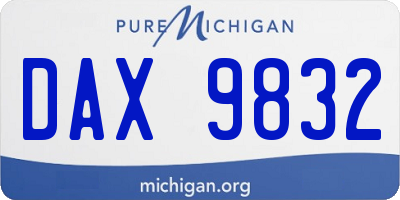 MI license plate DAX9832