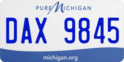 MI license plate DAX9845