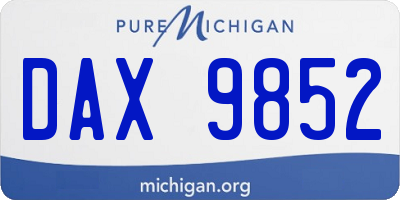 MI license plate DAX9852