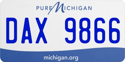 MI license plate DAX9866
