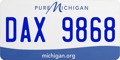 MI license plate DAX9868