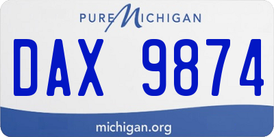 MI license plate DAX9874