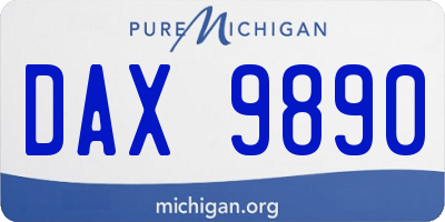 MI license plate DAX9890