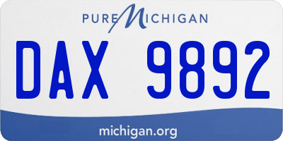 MI license plate DAX9892