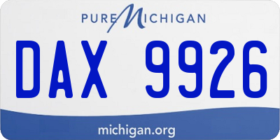 MI license plate DAX9926
