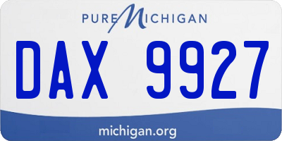 MI license plate DAX9927