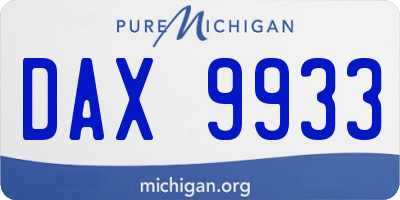 MI license plate DAX9933