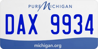 MI license plate DAX9934