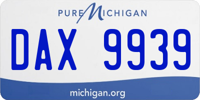 MI license plate DAX9939