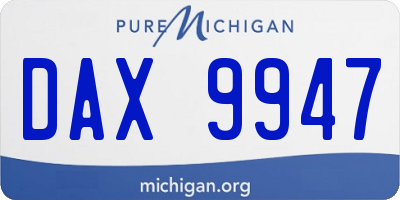 MI license plate DAX9947