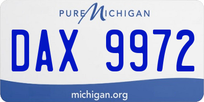 MI license plate DAX9972