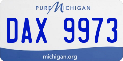 MI license plate DAX9973