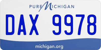 MI license plate DAX9978