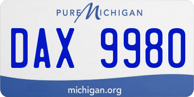 MI license plate DAX9980